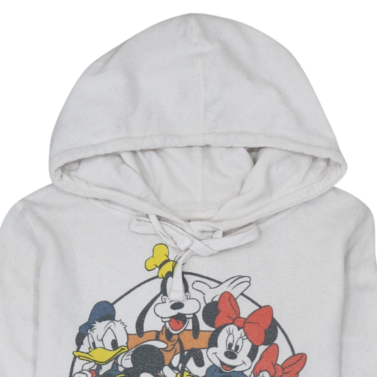 Disney Women White Mickey Mouse Print Pullover Hoodie XL