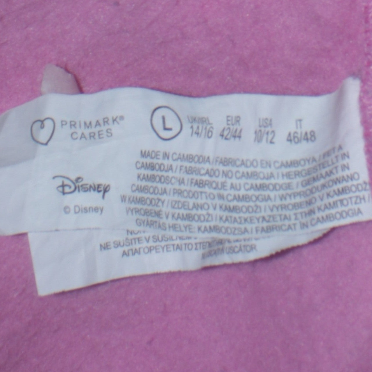 Disney Womens Pink Minnie Mouse Pullover Hoodie Size L 14/16