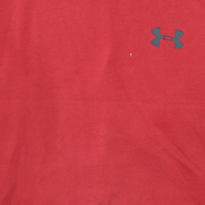 Under Armour Men's Red Pullover Hoodie M Relaxed Fit Fleece