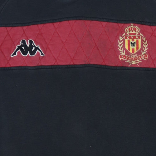 Kappa Men’s Black Red Pullover Hoodie Large Embroidered Sportswear