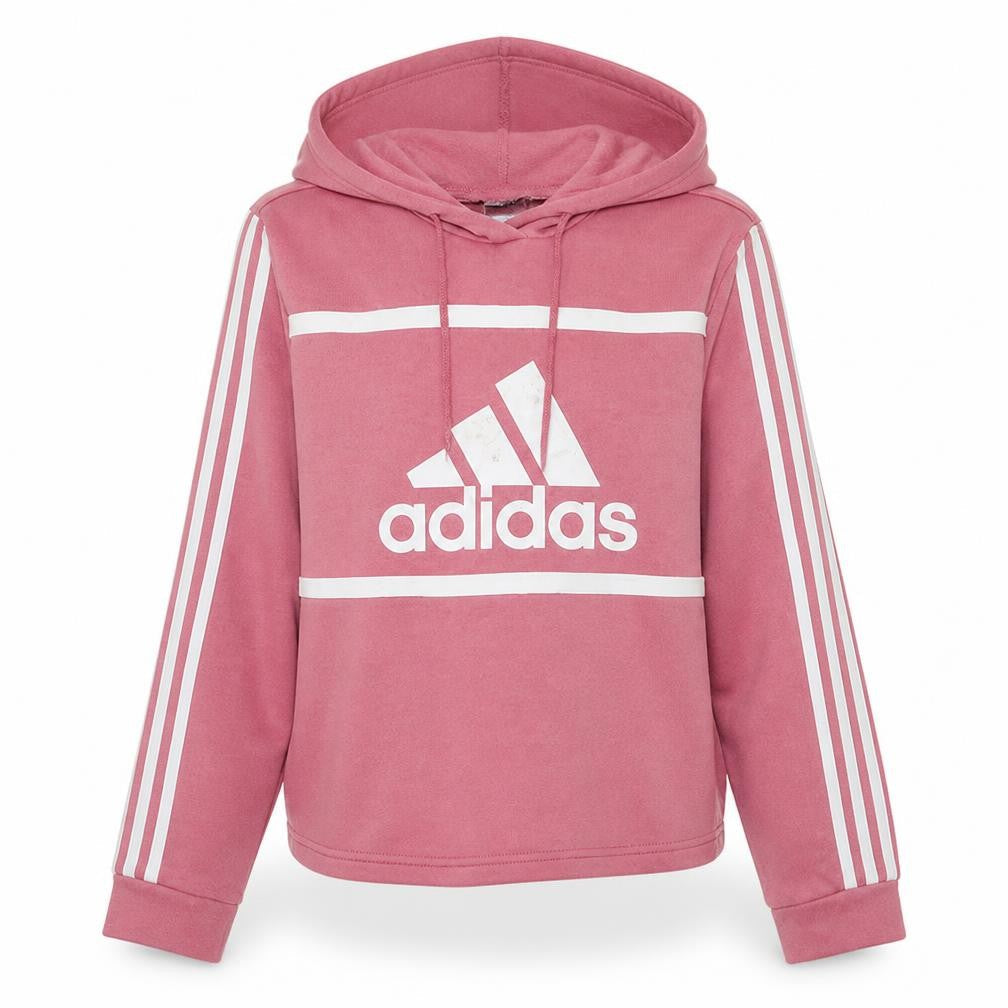 Adidas Women Pink Pullover Hoodie L Logo Hooded Sweatshirt