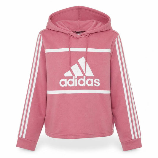 Adidas Women Pink Pullover Hoodie L Logo Hooded Sweatshirt