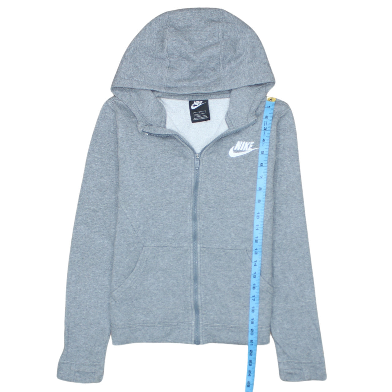 Nike Boys Grey Full Zip Hoodie L 147-158cm Fleece Sweatshirt