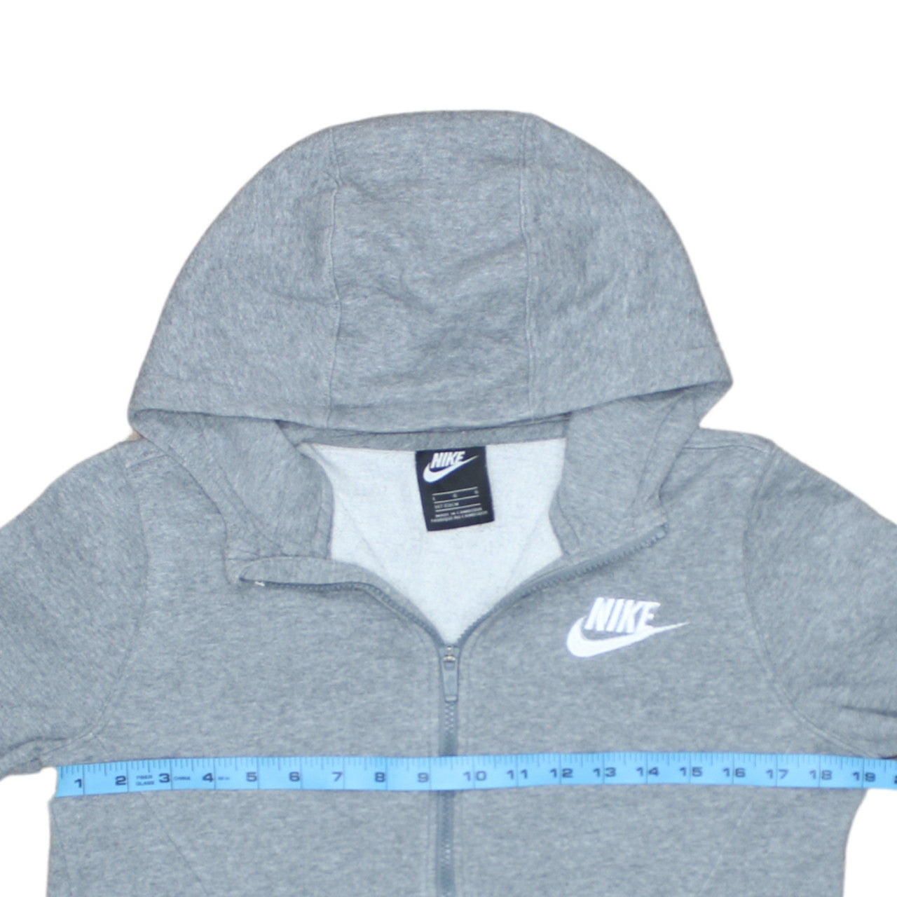 Nike Boys Grey Full Zip Hoodie L 147-158cm Fleece Sweatshirt