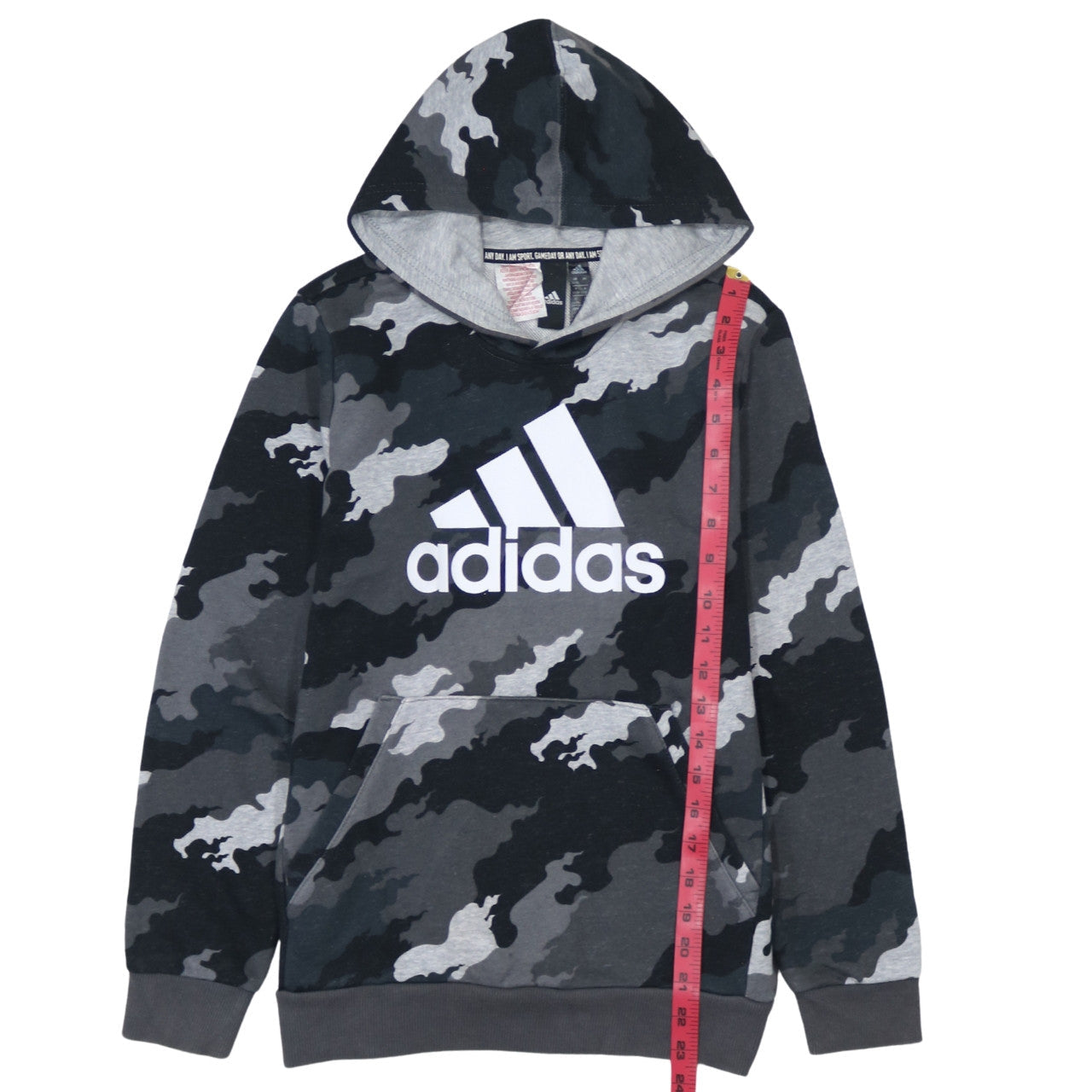 Adidas Boys Grey Camouflage Pullover Hoodie Size 13Y Regular Fit