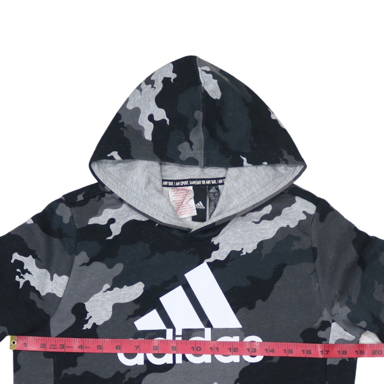 Adidas Boys Grey Camouflage Pullover Hoodie Size 13Y Regular Fit
