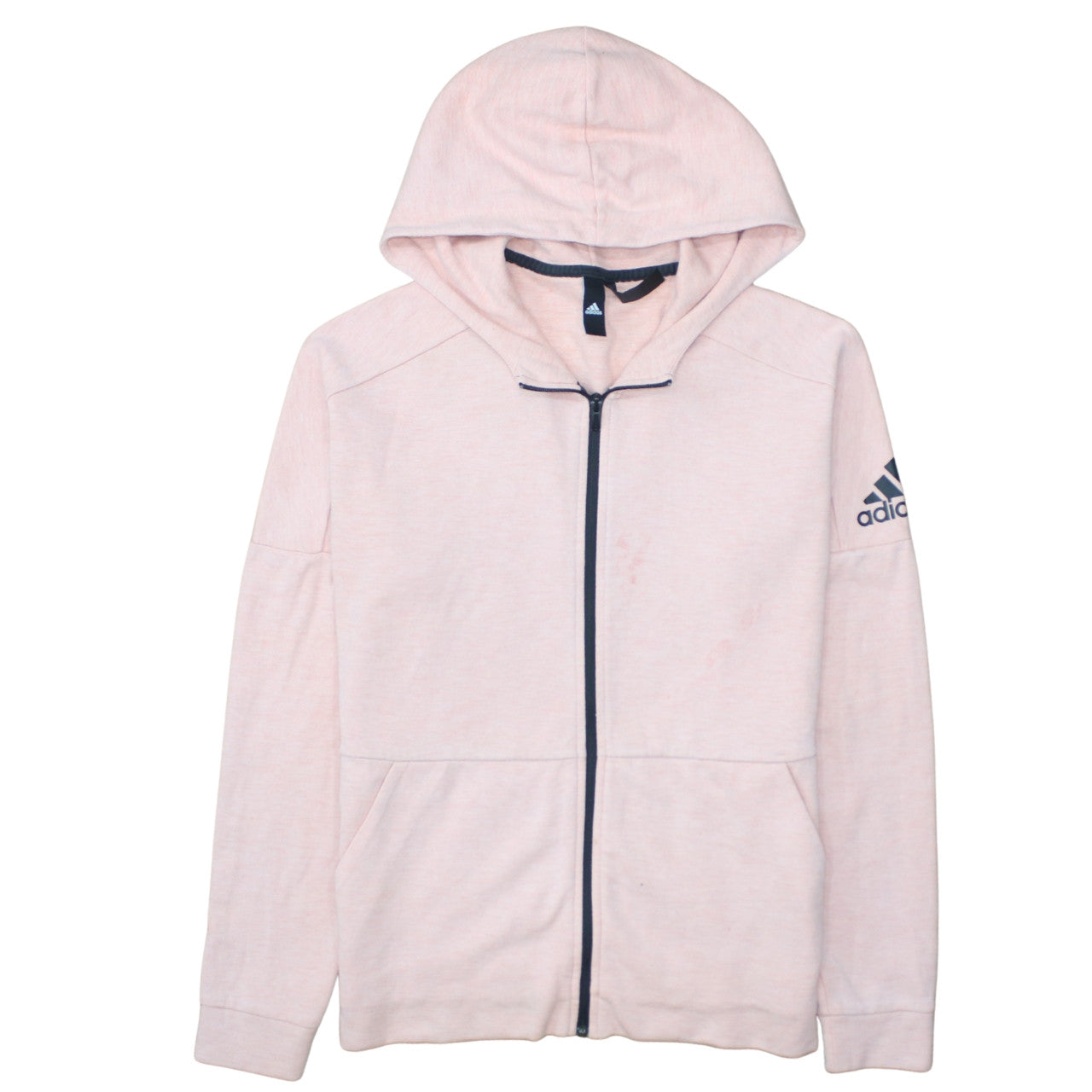 Adidas Men's Pink Full Zip Hoodie Size M Lightweight Logo Sweatshirt