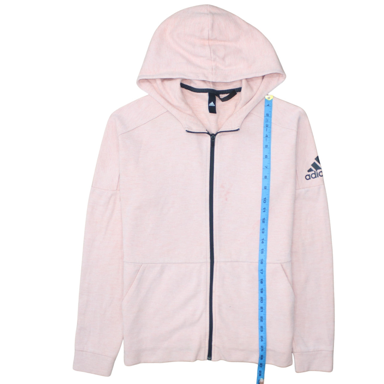 Adidas Men's Pink Full Zip Hoodie Size M Lightweight Logo Sweatshirt