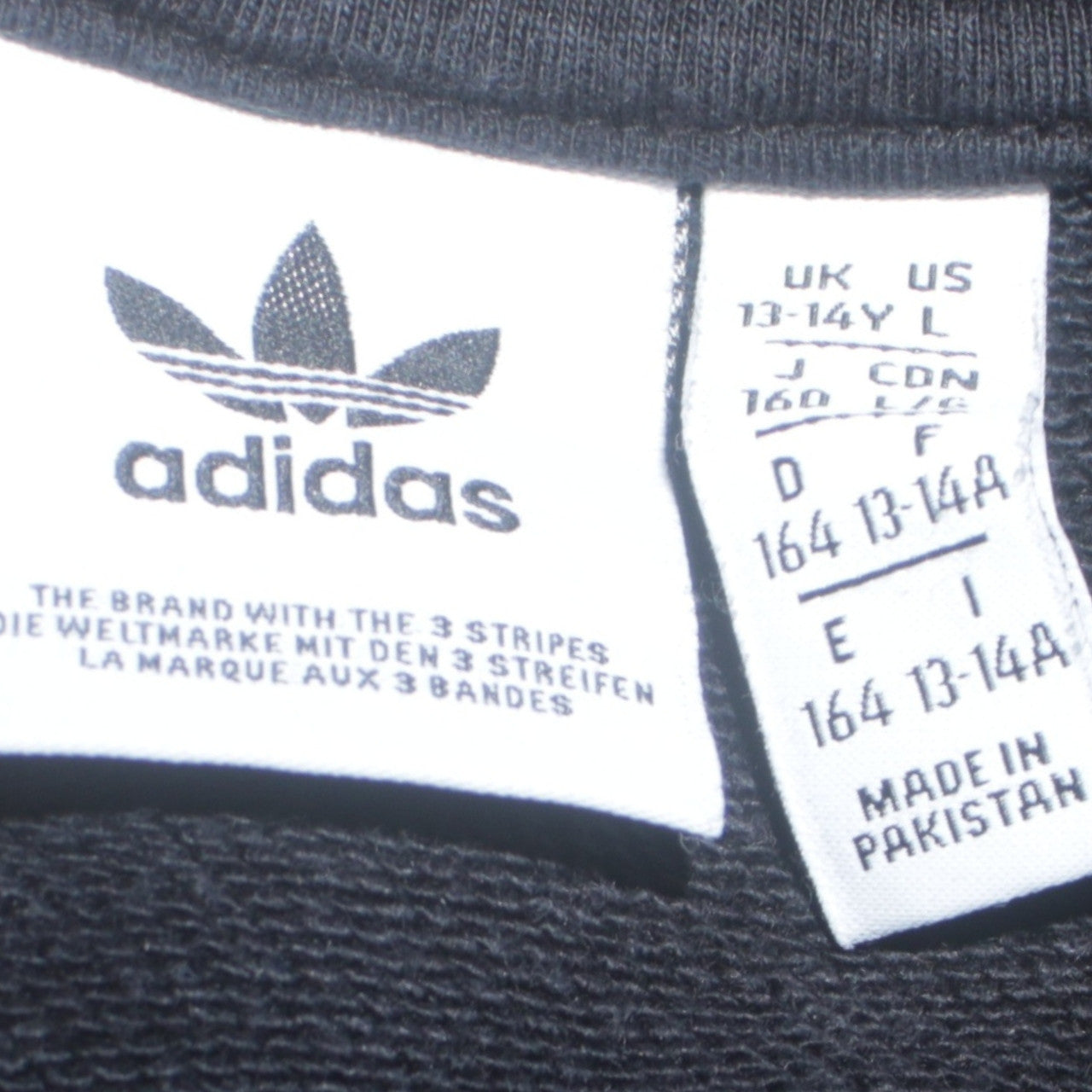 Adidas Boys Black Hoodie 13-14 Years Pullover Fleece Trefoil Logo