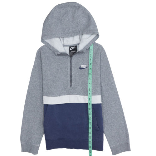 Nike Boys Grey Colourblock 1/4 Zip Fleece Hoodie Size L 147-158cm
