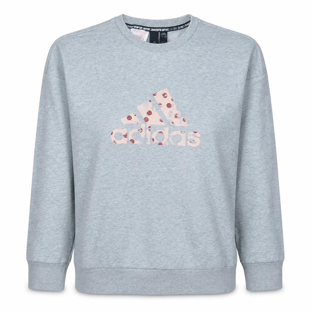 Adidas Womens Grey Crew Neck Sweatshirt Size 14 Logo Print Pullover