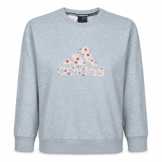Adidas Womens Grey Crew Neck Sweatshirt Size 14 Logo Print Pullover