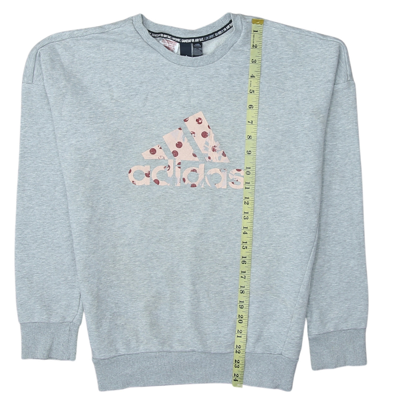 Adidas Womens Grey Crew Neck Sweatshirt Size 14 Logo Print Pullover