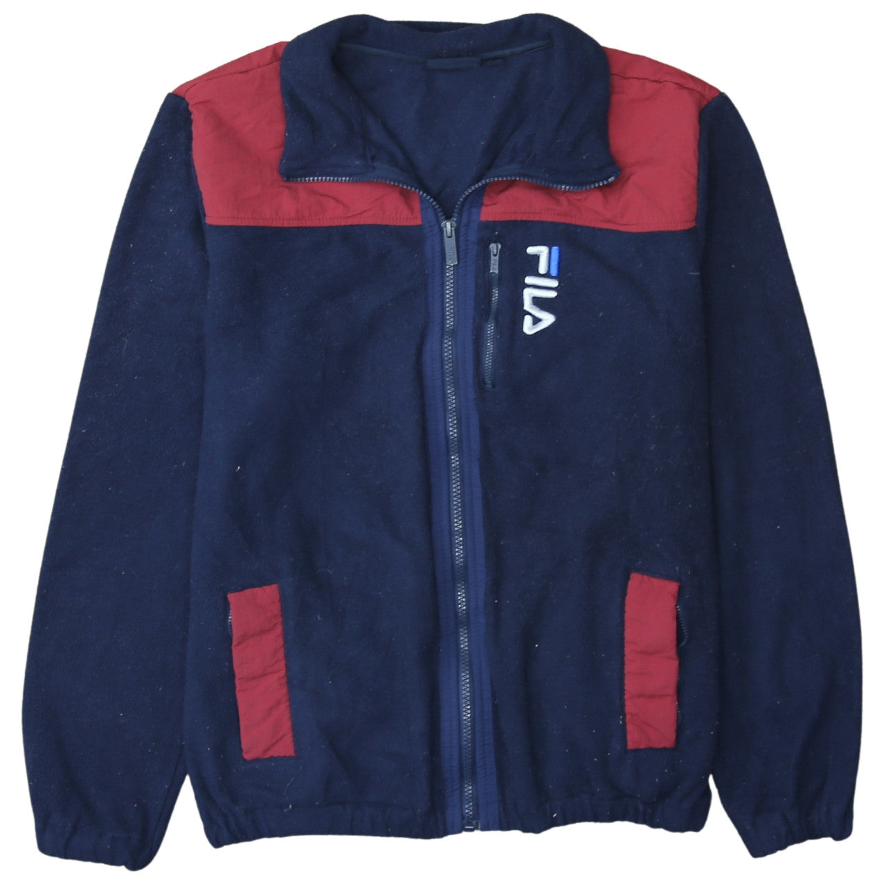 FILA Men's Blue and Red Full Zip Fleece Jacket Size M