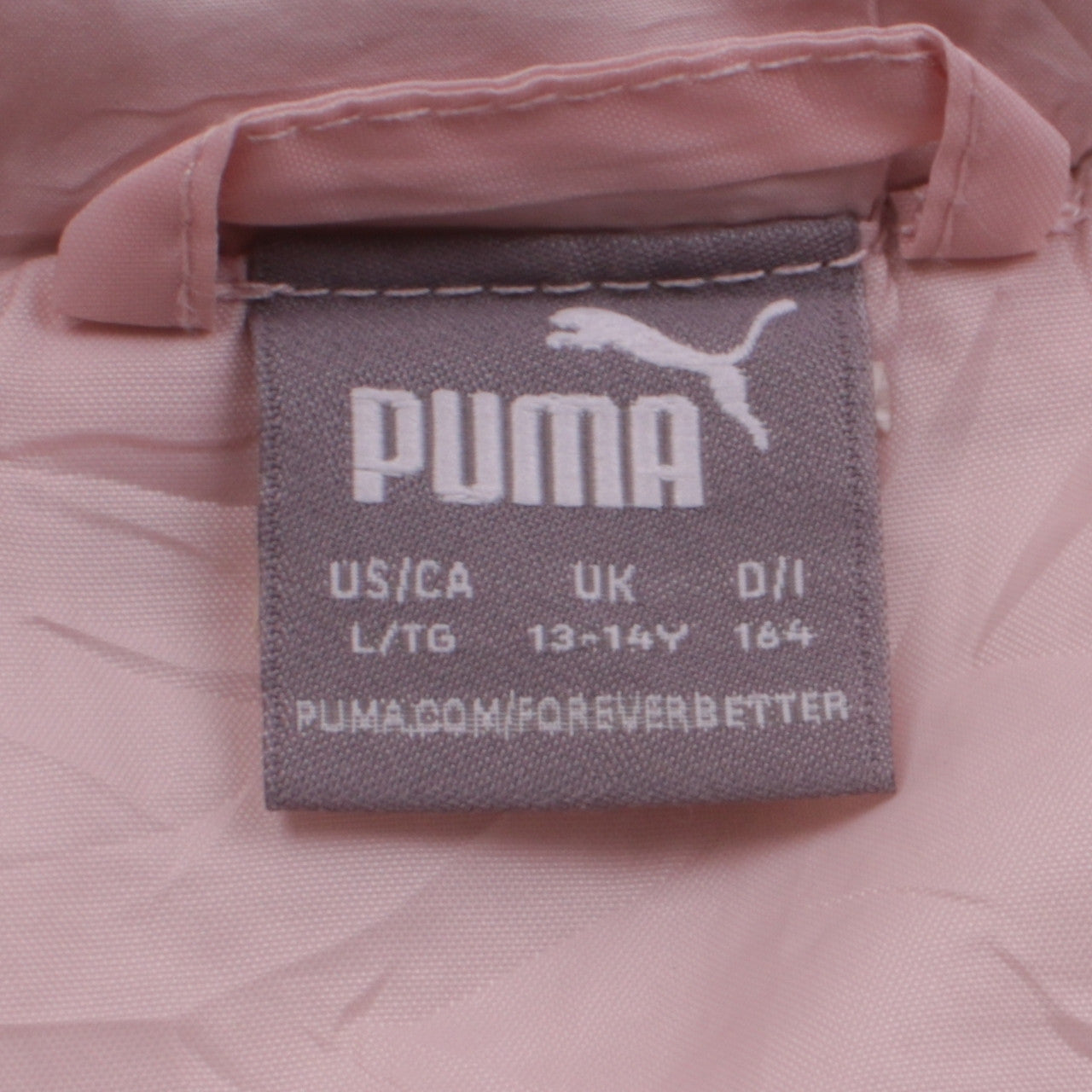Puma Girls Pink Puffer Jacket 13-14 Years Quilted Full Zip Winter Coat