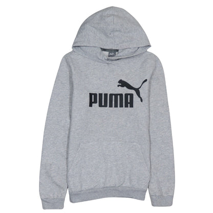 Additional front view of Puma boys’ grey hoodie, size 13-14, years pullover fleece sweatshirt