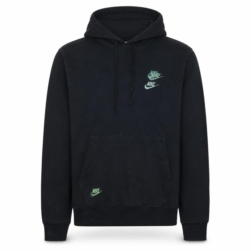 Nike Mens Black Small Pullover Hoodie with Green Embroidered Logo