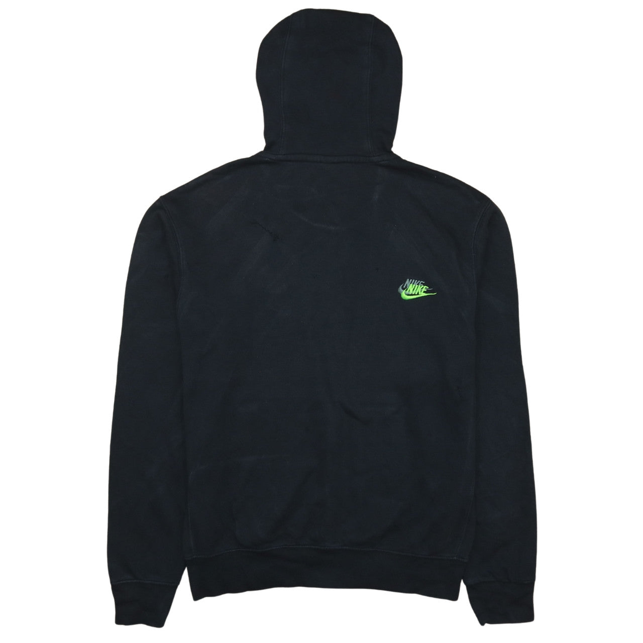 Nike Mens Black Small Pullover Hoodie with Green Embroidered Logo