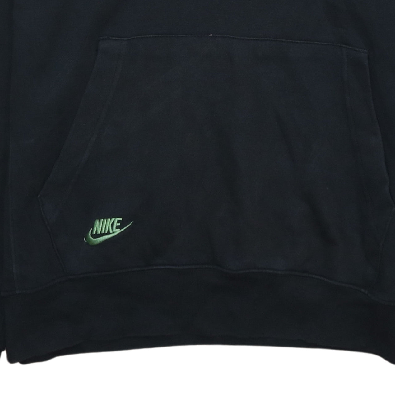 Nike Mens Black Small Pullover Hoodie with Green Embroidered Logo