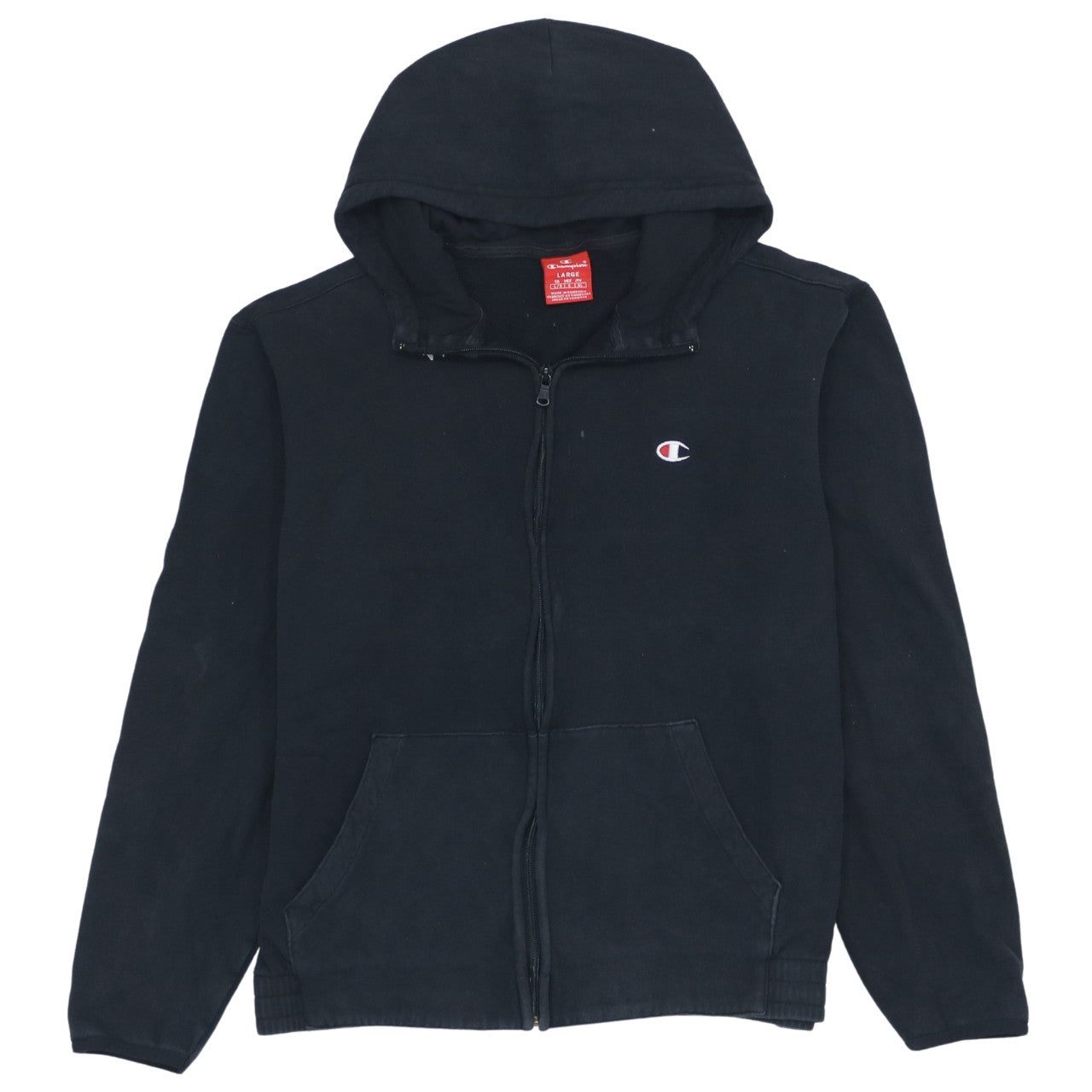 Champion Men's Black Full Zip Hoodie Size L Fleece Logo Sportswear