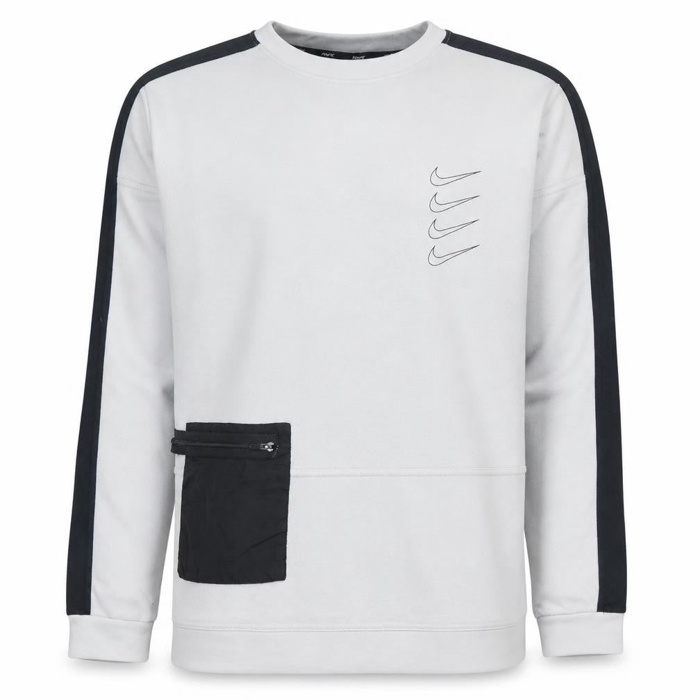 Nike Men's White Dri-Fit Pullover Sweatshirt S Logo Zip Pocket