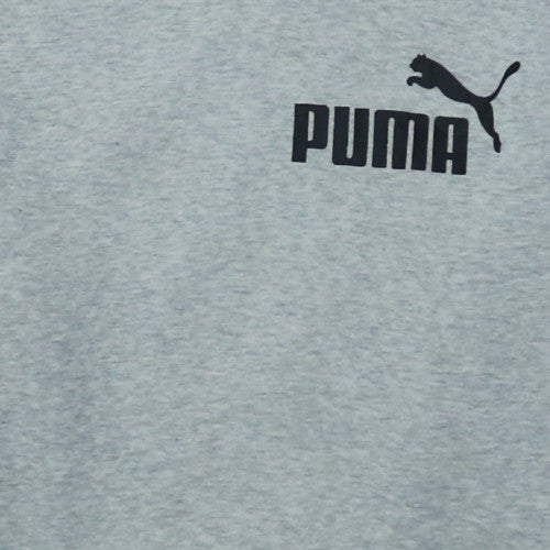Puma Mens Grey Pullover Hoodie Small Logo Fleece Sweatshirt