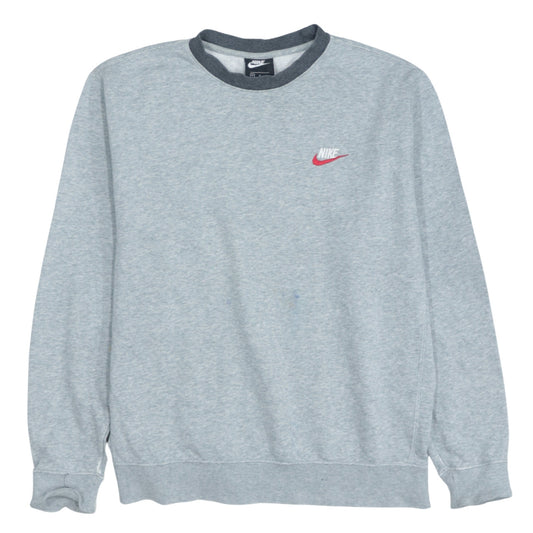 Nike Mens Grey Pullover Sweatshirt M Crew Neck Fleece Logo