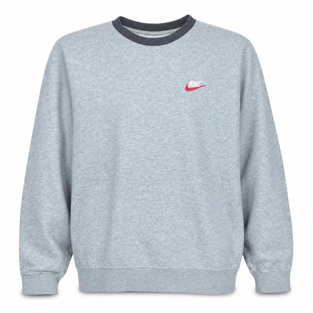 Nike Mens Grey Pullover Sweatshirt M Crew Neck Fleece Logo