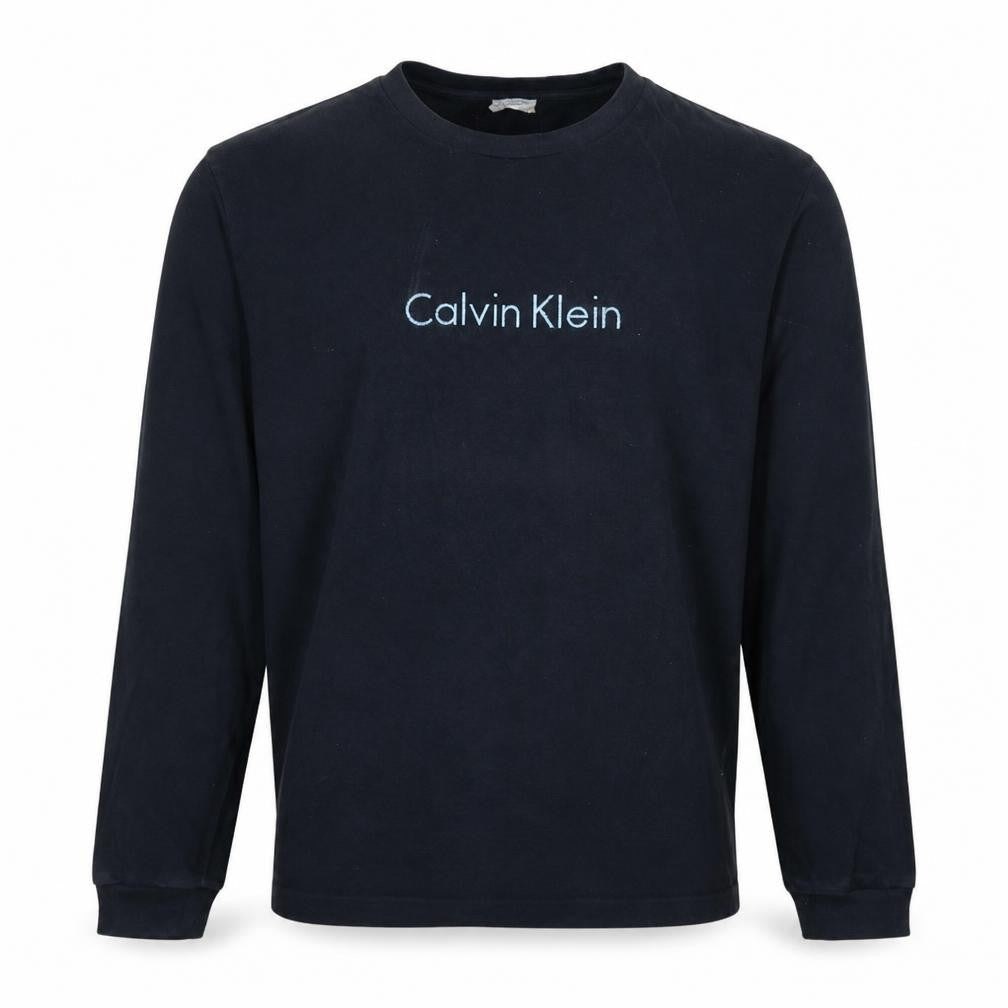 Calvin Klein Men's Black Long Sleeve Cotton Logo Top XL