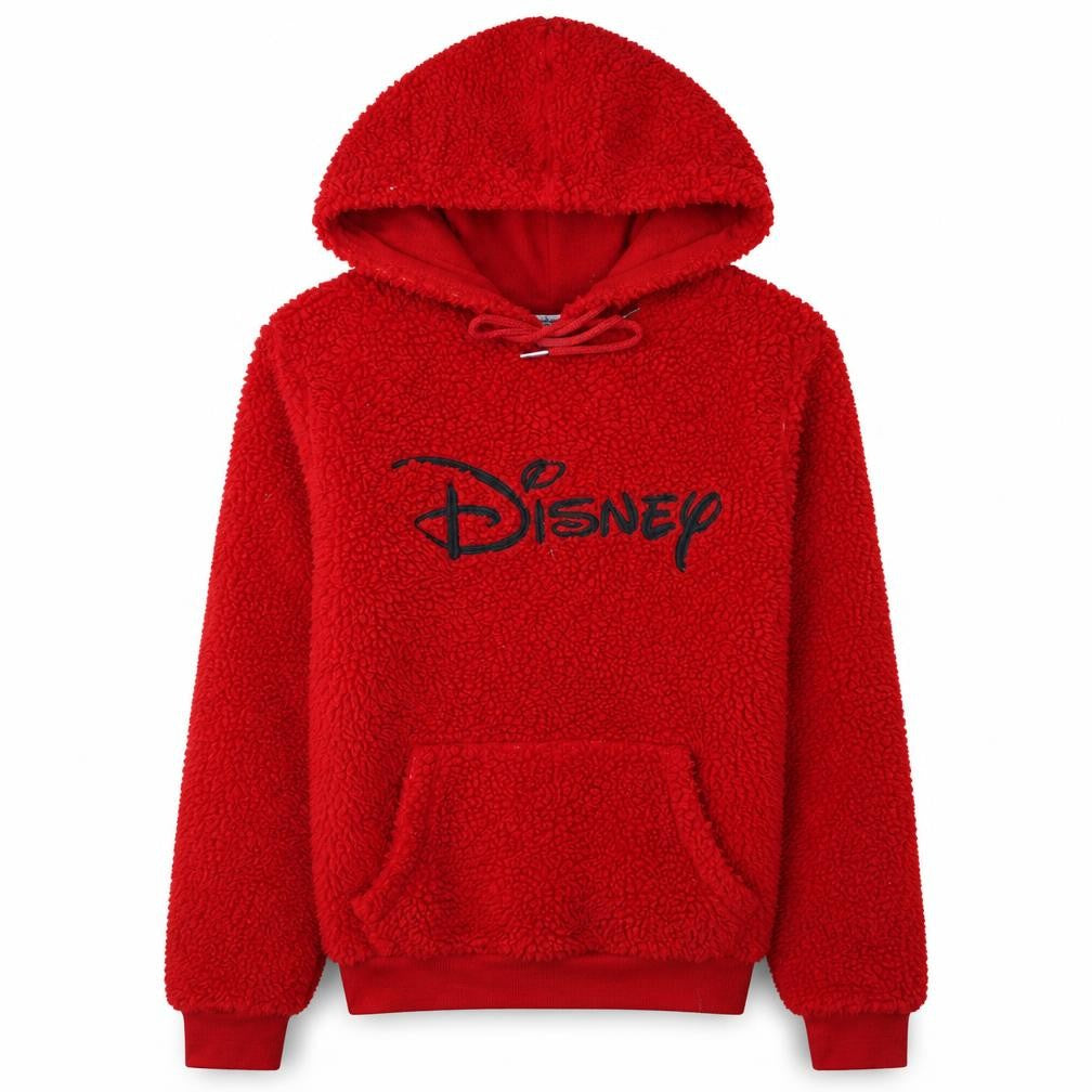 Disney Womens Red Sherpa Pullover Hoodie XS Fleece Warm Casual