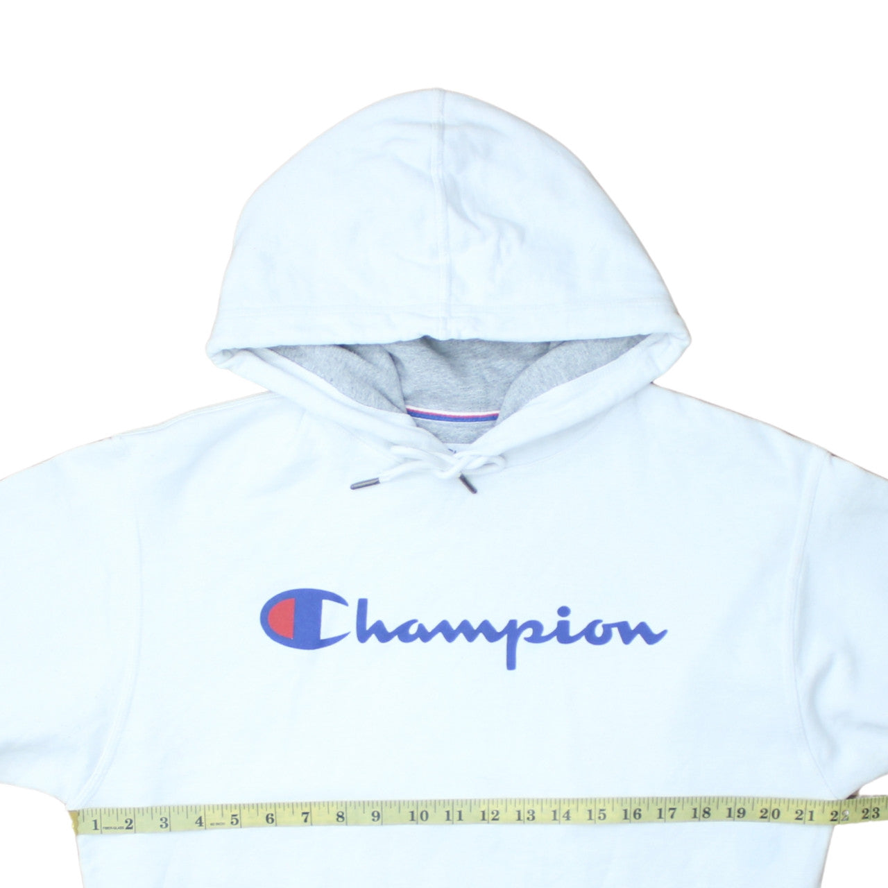 Champion Men's White Pullover Hoodie M Logo Athletic Sweatshirt