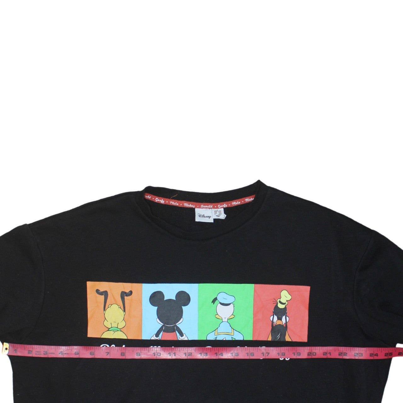 Disney Women Black Graphic Mickey Goofy Donald Pluto Sweatshirt L