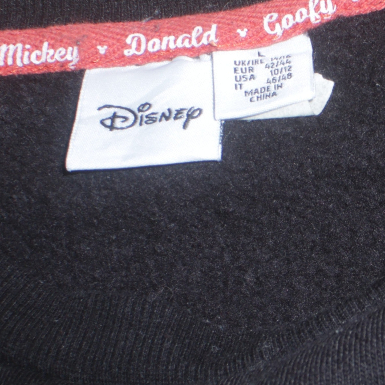 Disney Women Black Graphic Mickey Goofy Donald Pluto Sweatshirt L