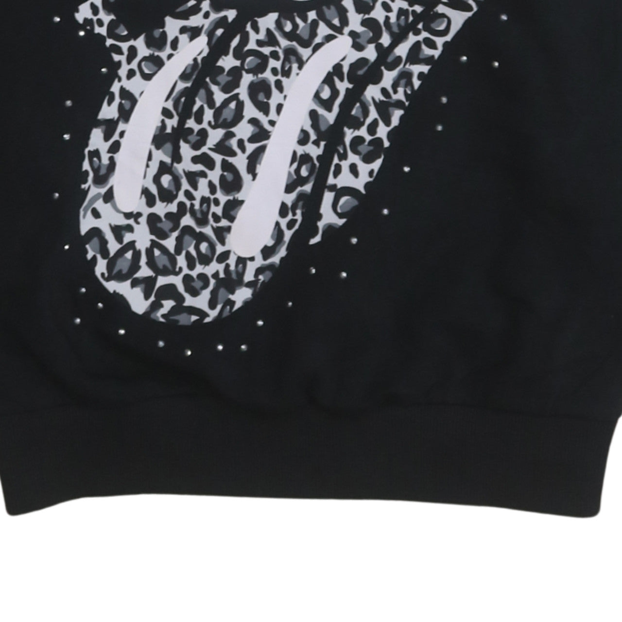 Tu Rolling Stones Women's Black Size 12 Leopard Print Sweatshirt