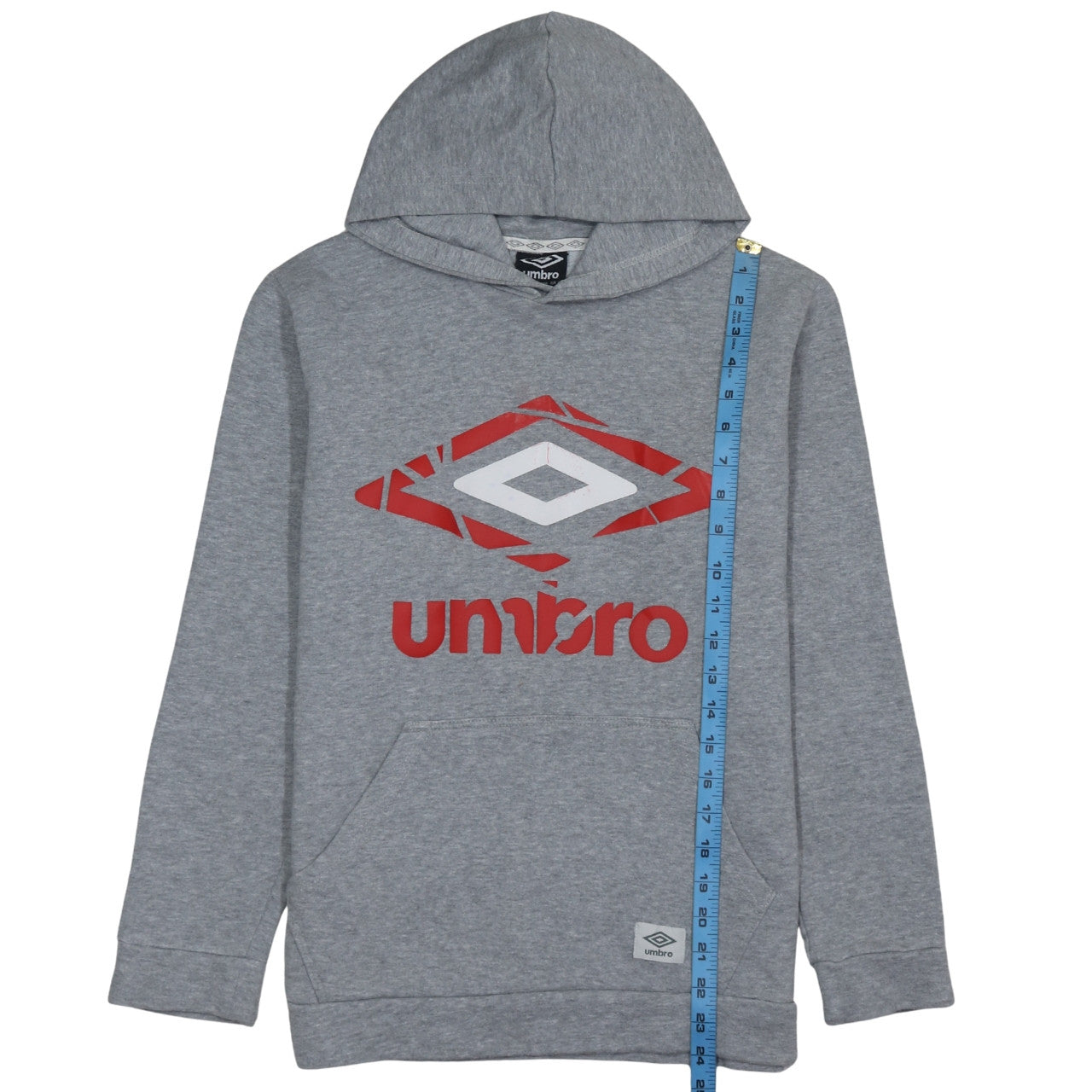 Umbro Men's Grey Pullover Hoodie Small Sports Logo Sweatshirt