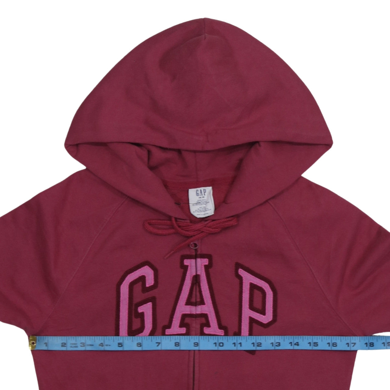 GAP Womens Burgundy Full Zip Hoodie XS Cotton Blend Logo Casual