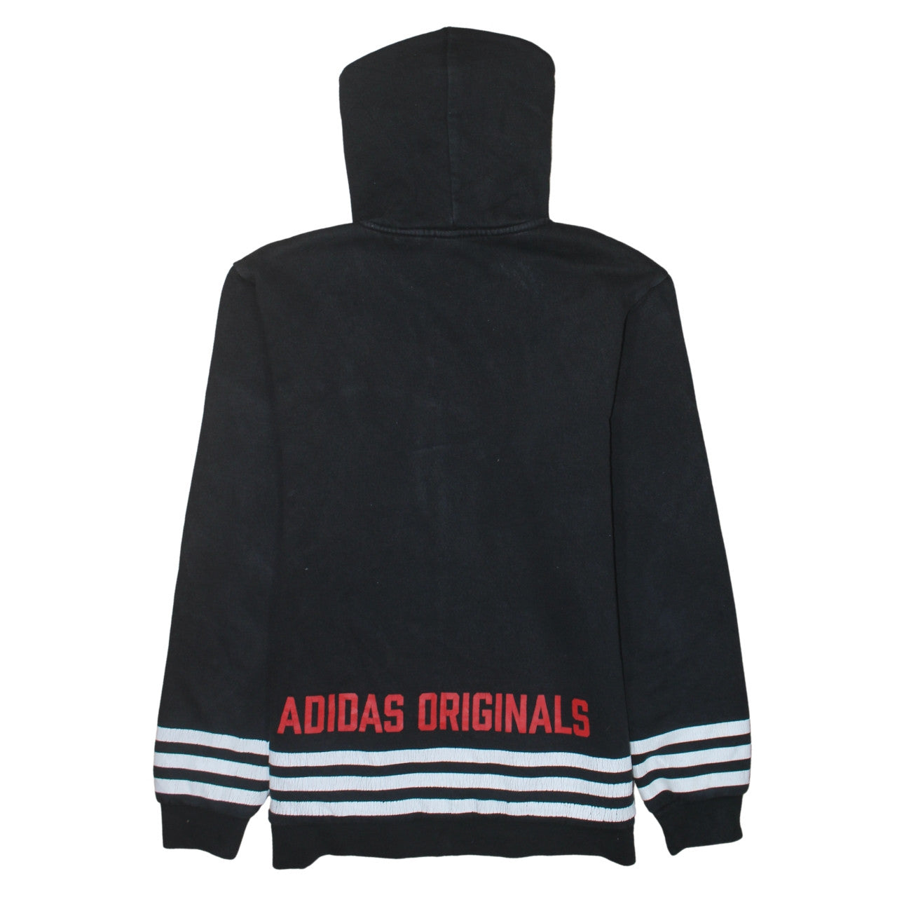 Adidas Originals Mens Black Full Zip Hoodie Size M Hooded Fleece Lined