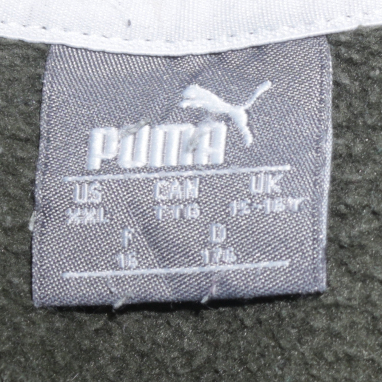 Puma Boys Green Pullover Sweatshirt 15-16 Years Crew Neck Fleece Logo Top