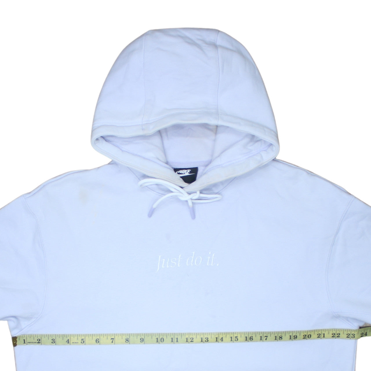 Nike Women's White Pullover Hoodie Medium Just Do It Embroidered Sweatshirt
