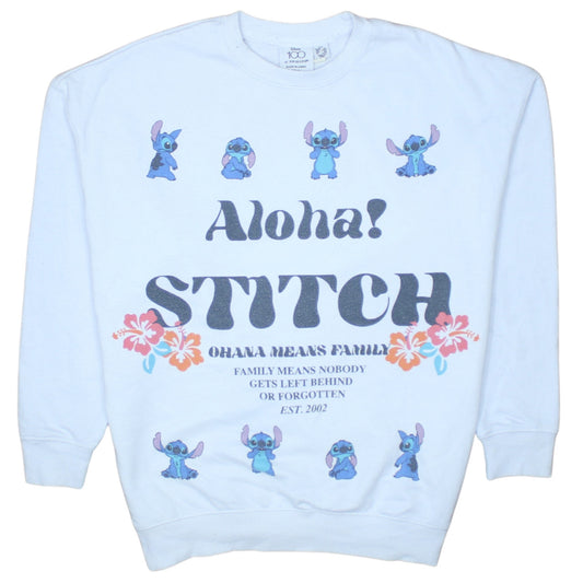 Disney Stitch White Pullover Sweatshirt Women 2XS Aloha Graphic Primark