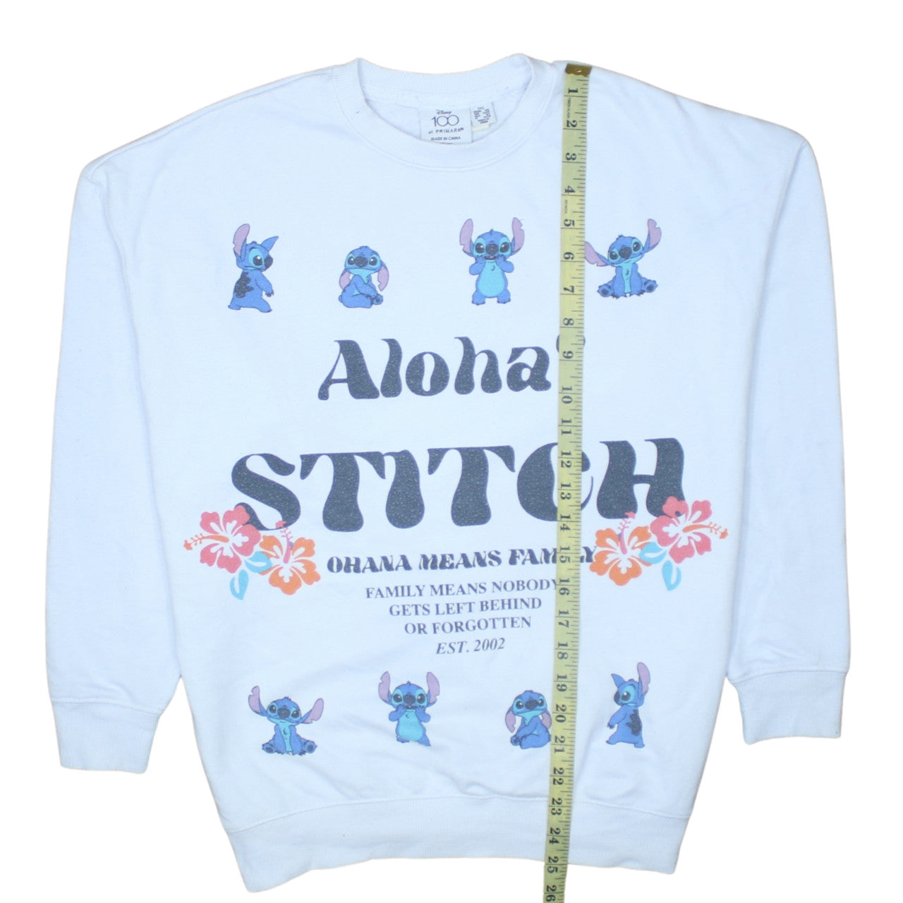 Disney Stitch White Pullover Sweatshirt Women 2XS Aloha Graphic Primark