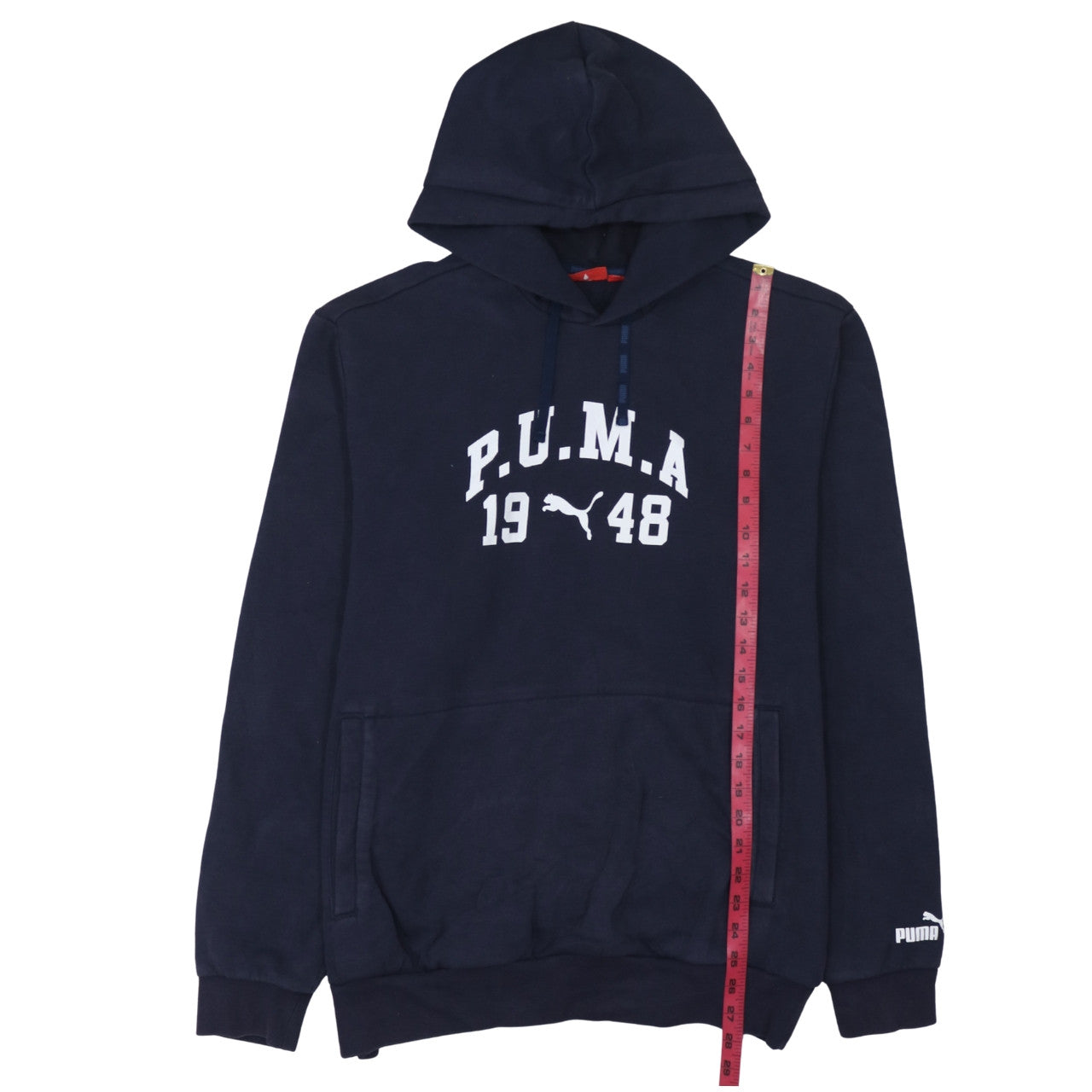 Puma Men's Blue Pullover Hoodie L Graphic Logo Sportswear