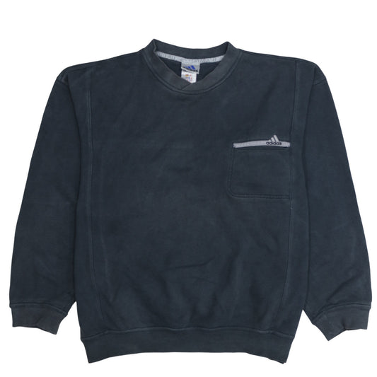 Adidas Men’s Blue Pullover Sweatshirt Size L Crew Neck Logo Fleece