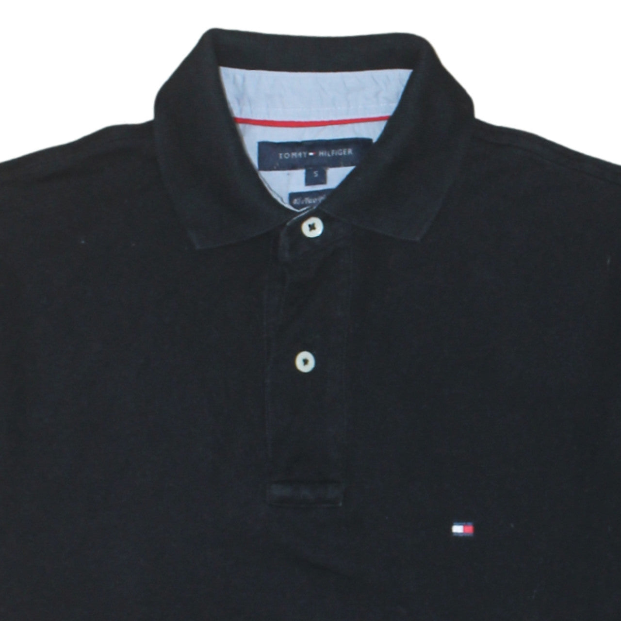 Tommy Hilfiger Men's Black Cotton Polo Shirt Size S Logo Classic