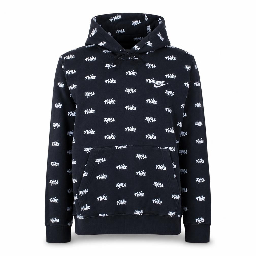 Nike Women's Black Pullover Hoodie Small Logo Print Cotton Blend