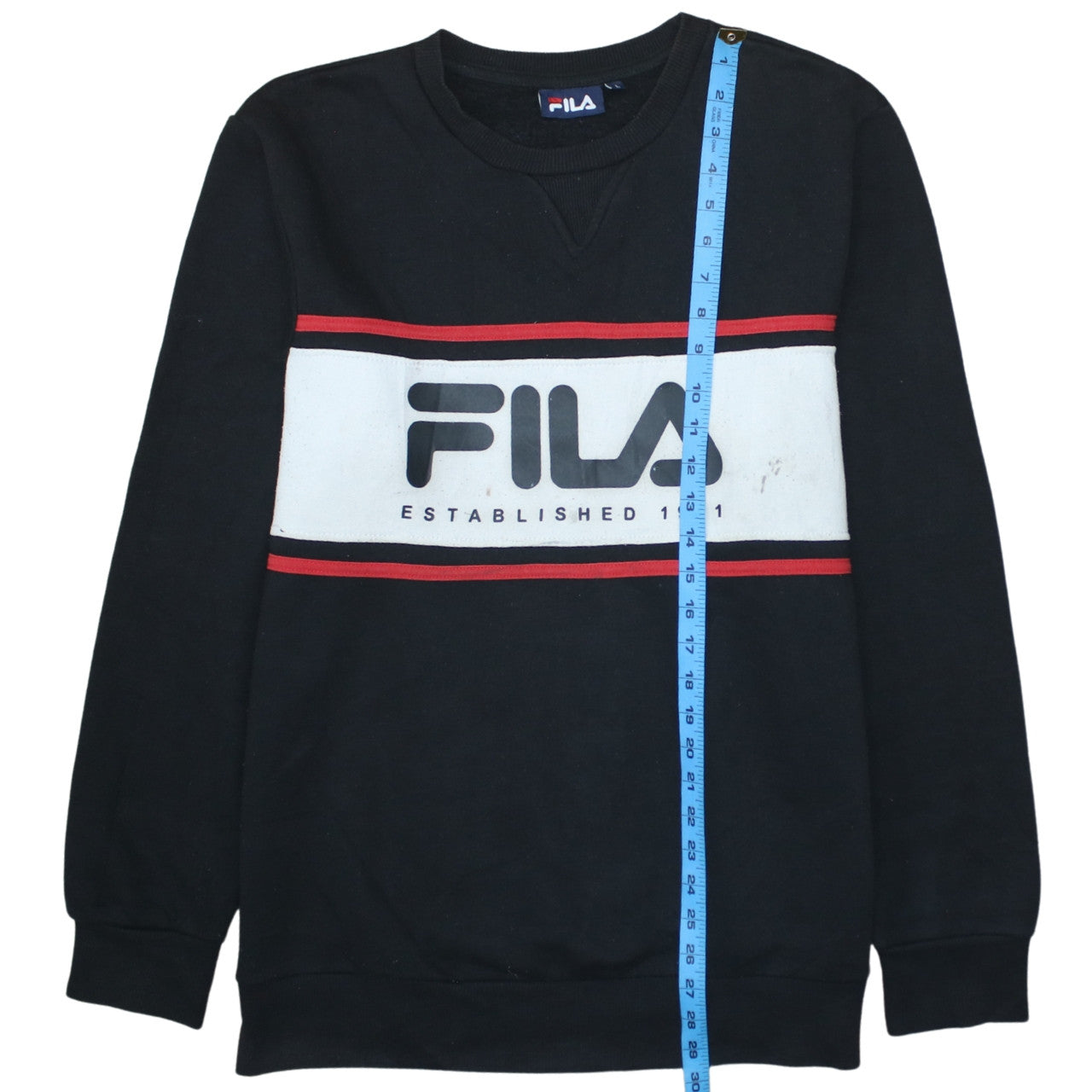FILA Men's Black Logo Pullover Sweatshirt L Classic Sportswear