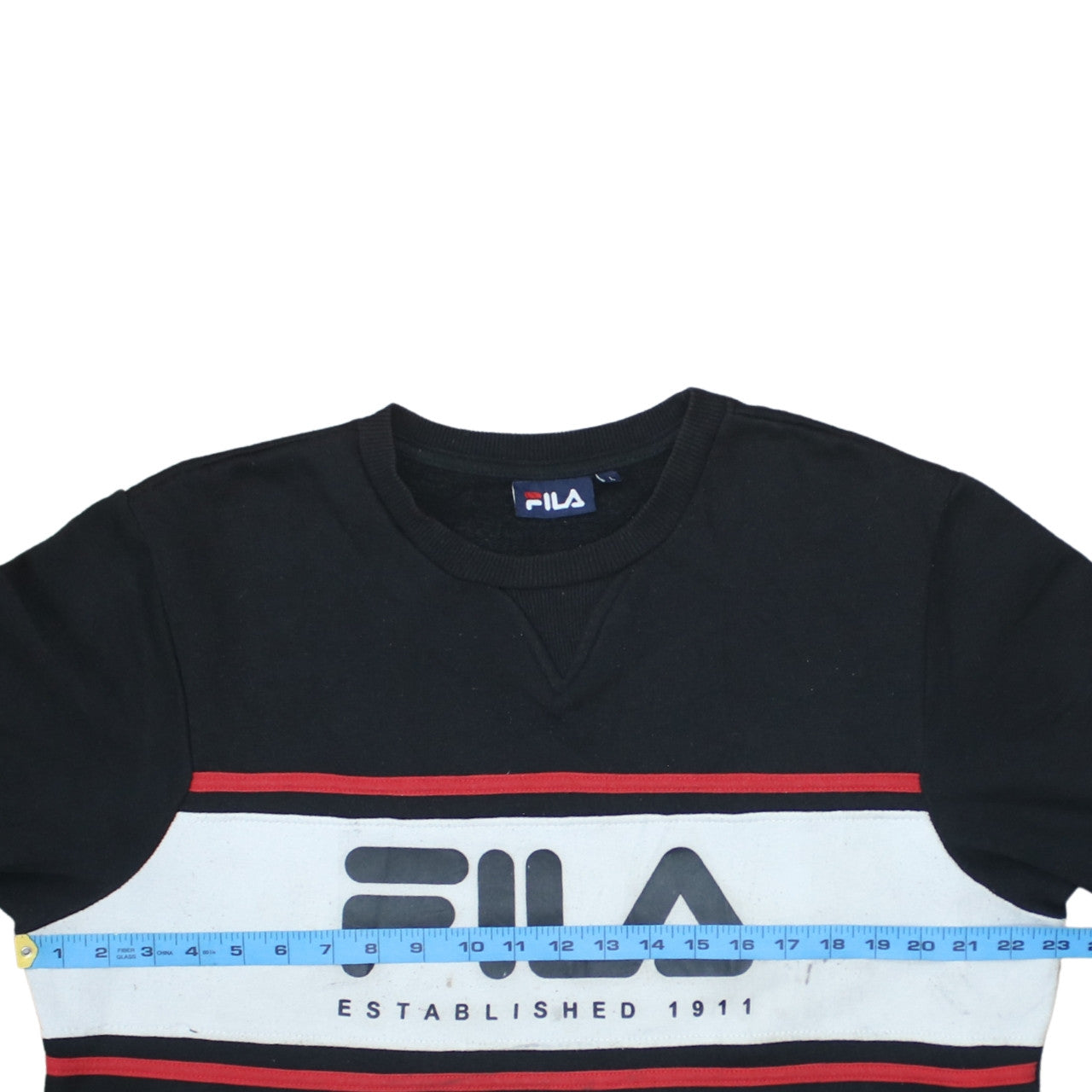 FILA Men's Black Logo Pullover Sweatshirt L Classic Sportswear