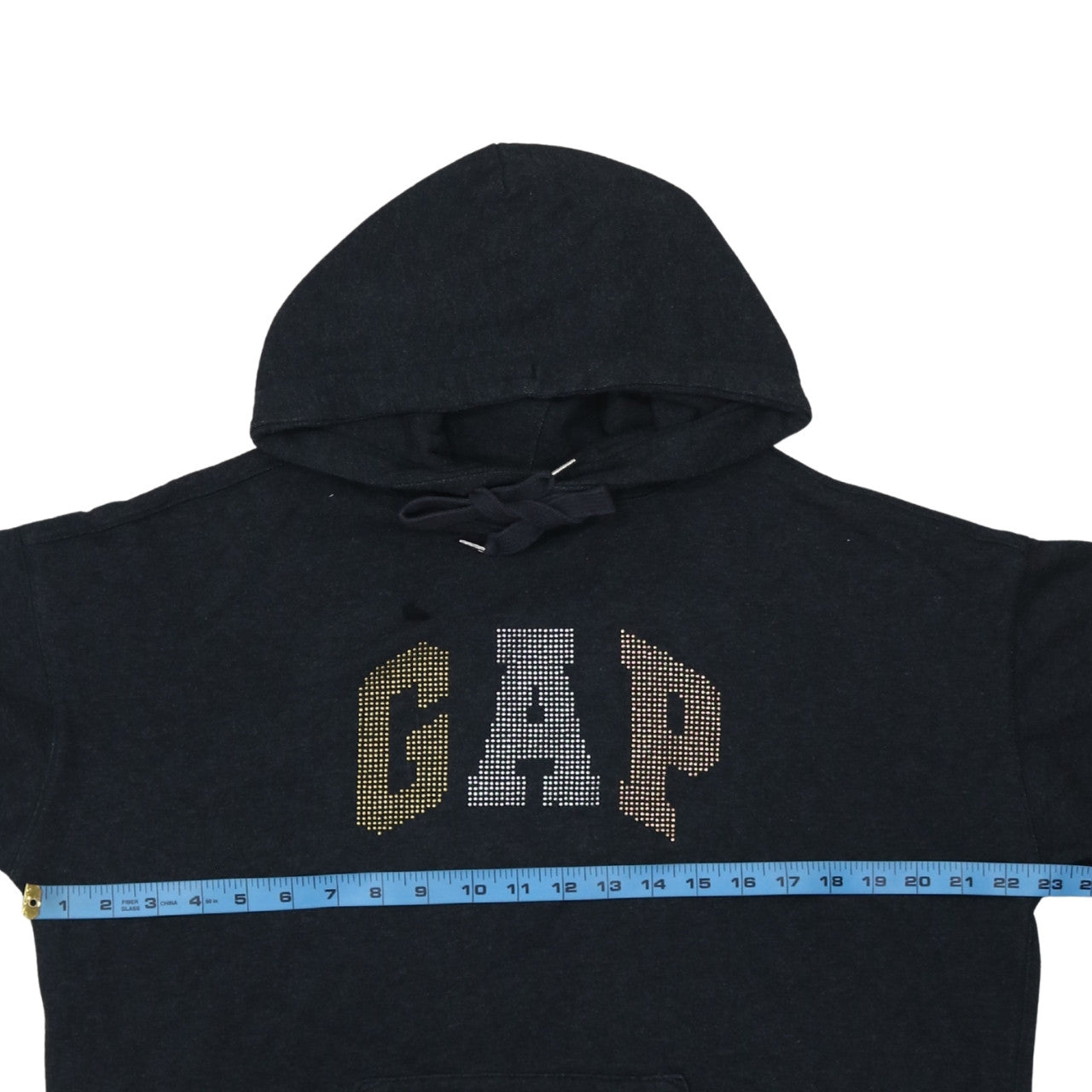 GAP Womens Black XS Pullover Hoodie Rhinestone Logo Cotton Blend