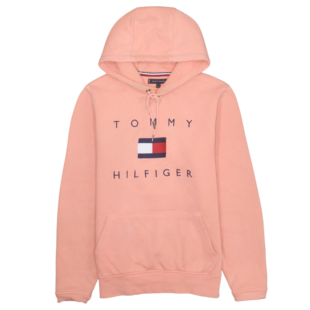 Tommy Hilfiger Men's Pink Pullover Hoodie Size S Logo Fleece