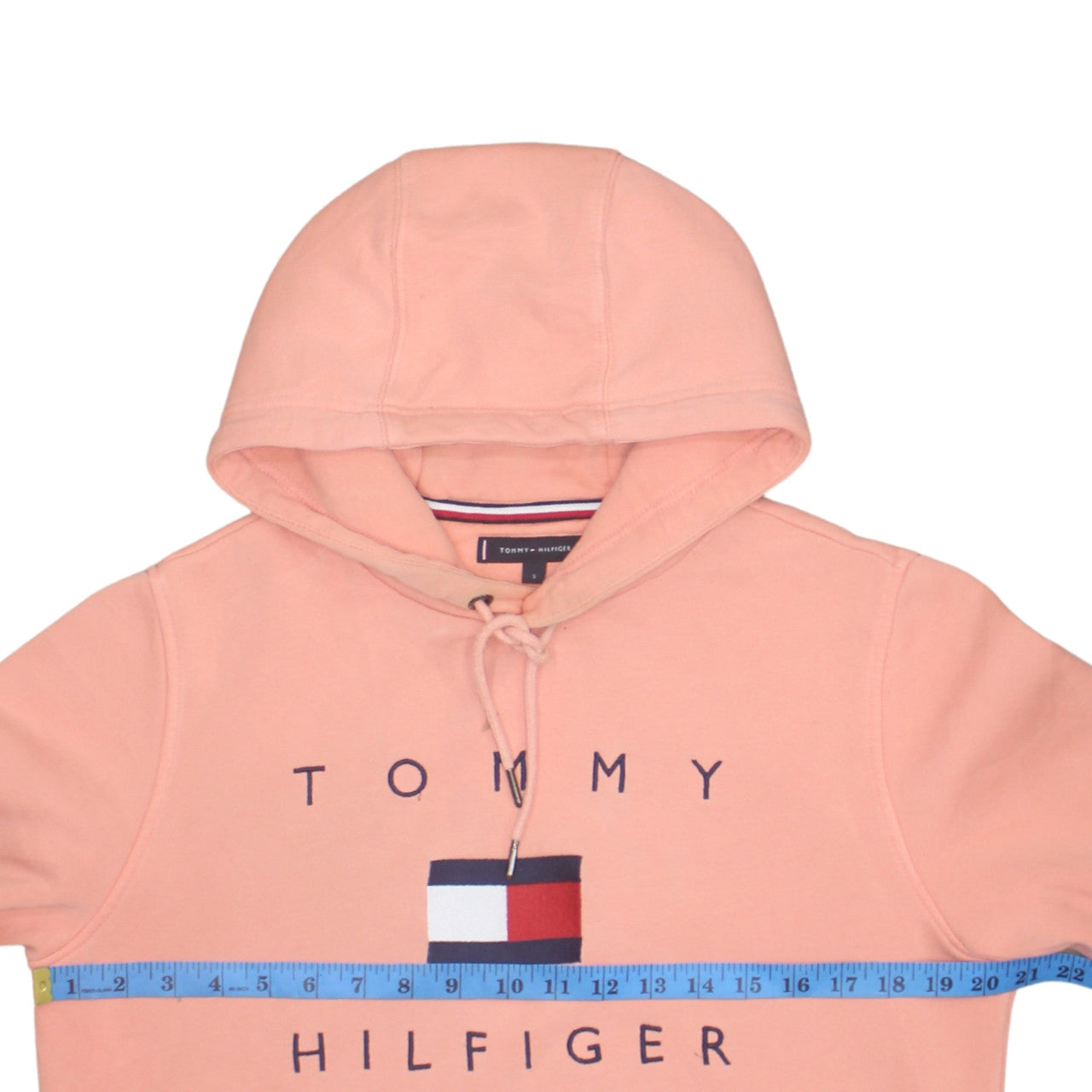 Tommy Hilfiger Men's Pink Pullover Hoodie Size S Logo Fleece